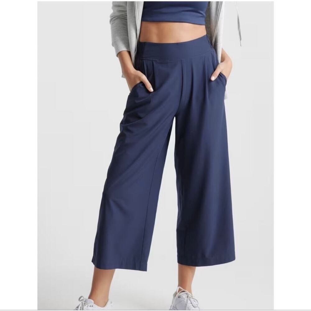 Quince Performance Tech Cropped Wide Leg Commuter Pants - Navy Size XL Travel